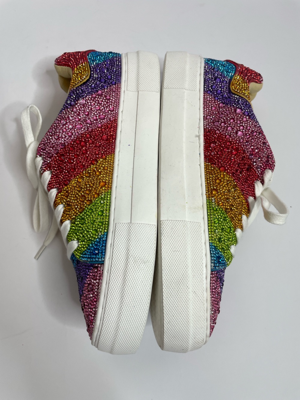 Betsey Johnson | Sidny Rhinestone Rainbow Pride Platform Sneakers Size 8.5 - Picture 7 of 15